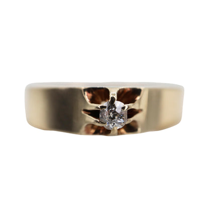 Retro English Diamond 14k Gold Band Ring