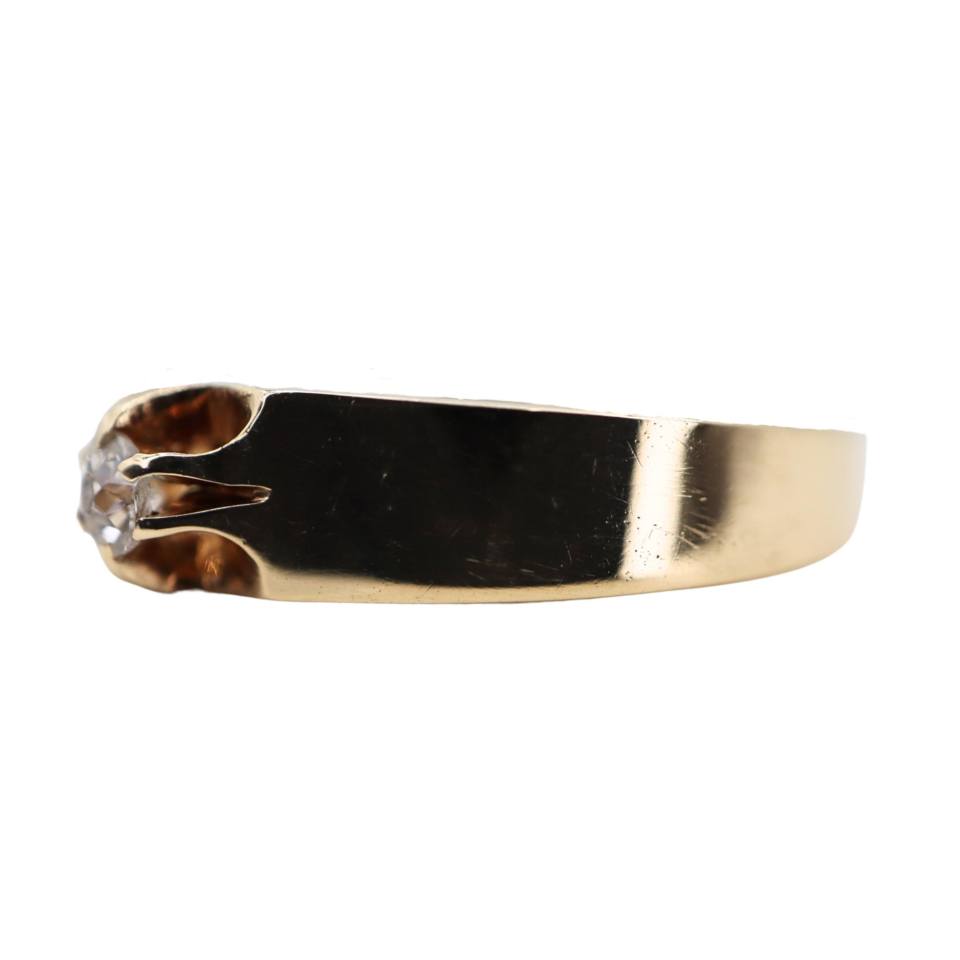 Retro English Diamond 14k Gold Band Ring