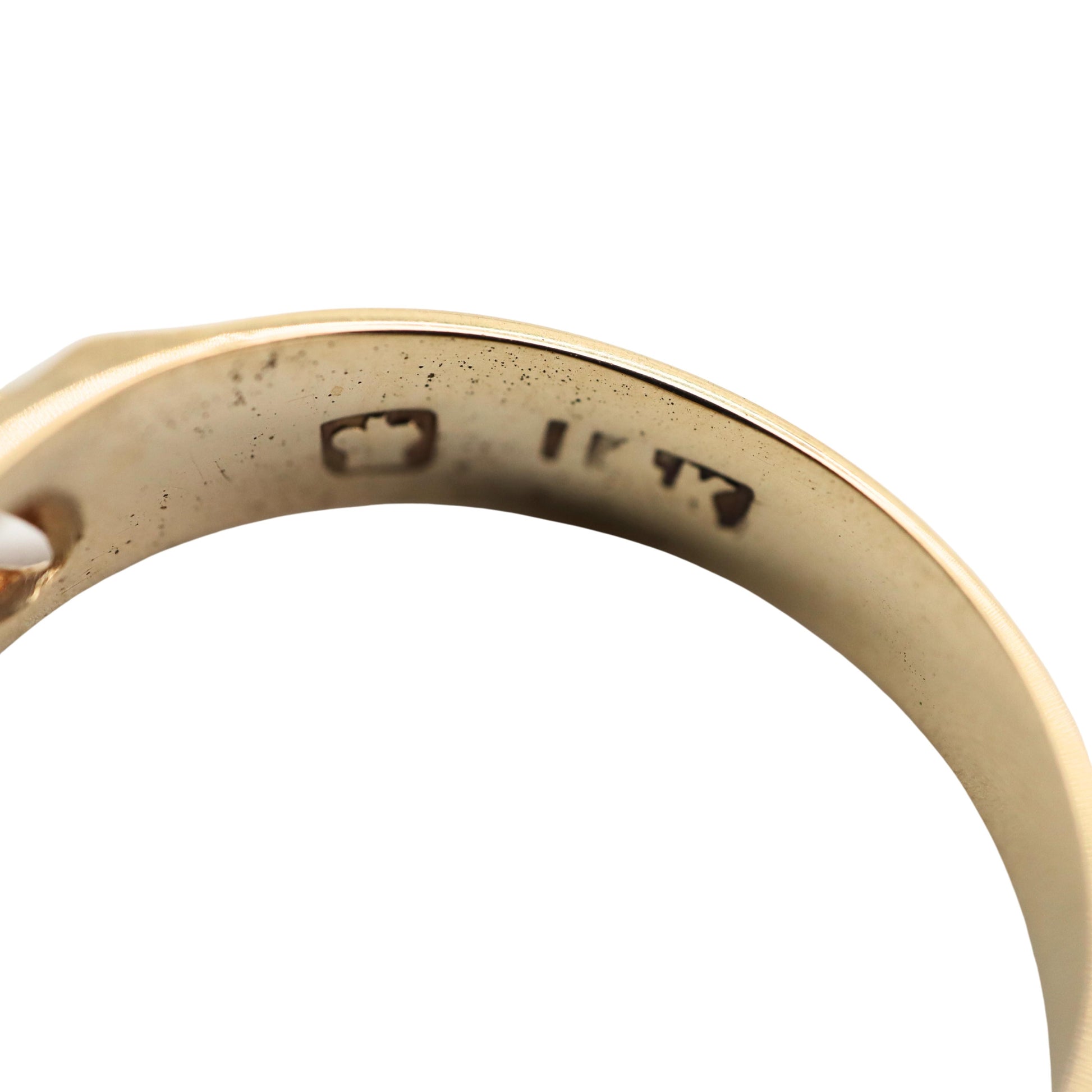 Retro English Diamond 14k Gold Band Ring