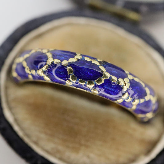 Vintage Tiffany & Co. Enamel 18k Yellow Gold Band Ring