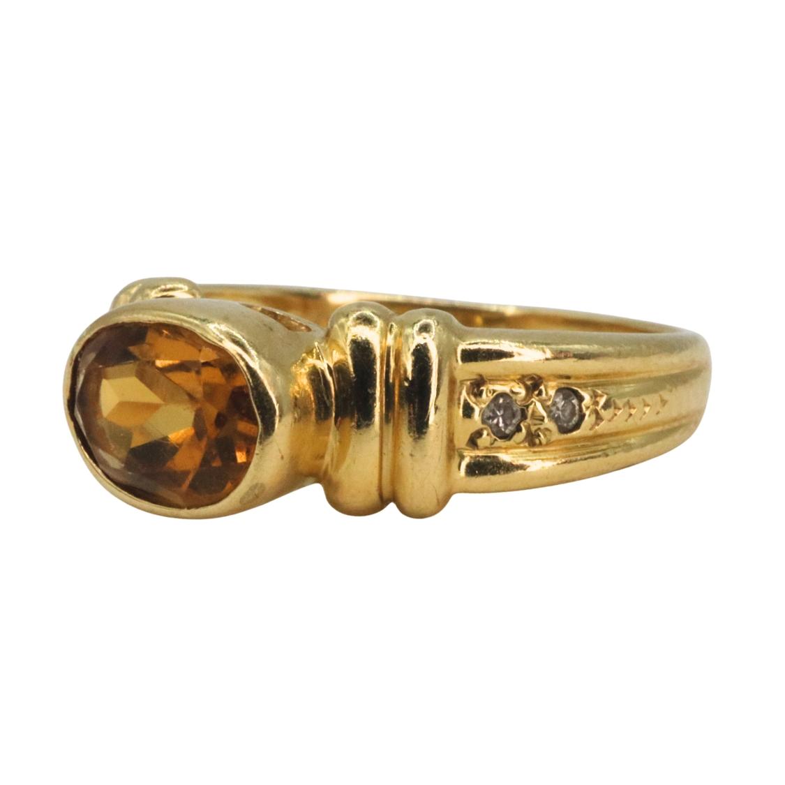 Contemporary Citrine Diamond 18k Yellow Gold Ring