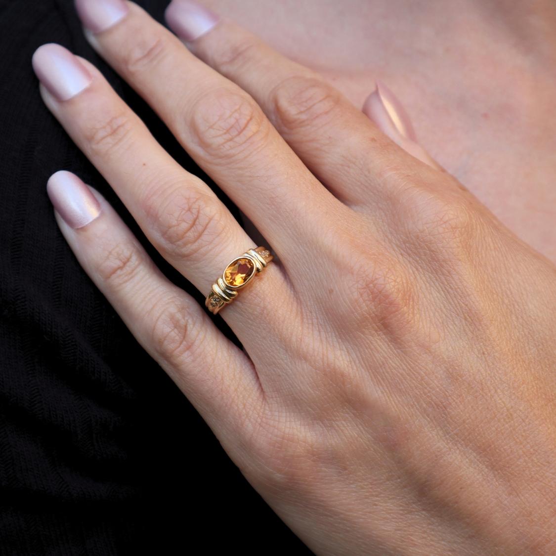 Contemporary Citrine Diamond 18k Yellow Gold Ring