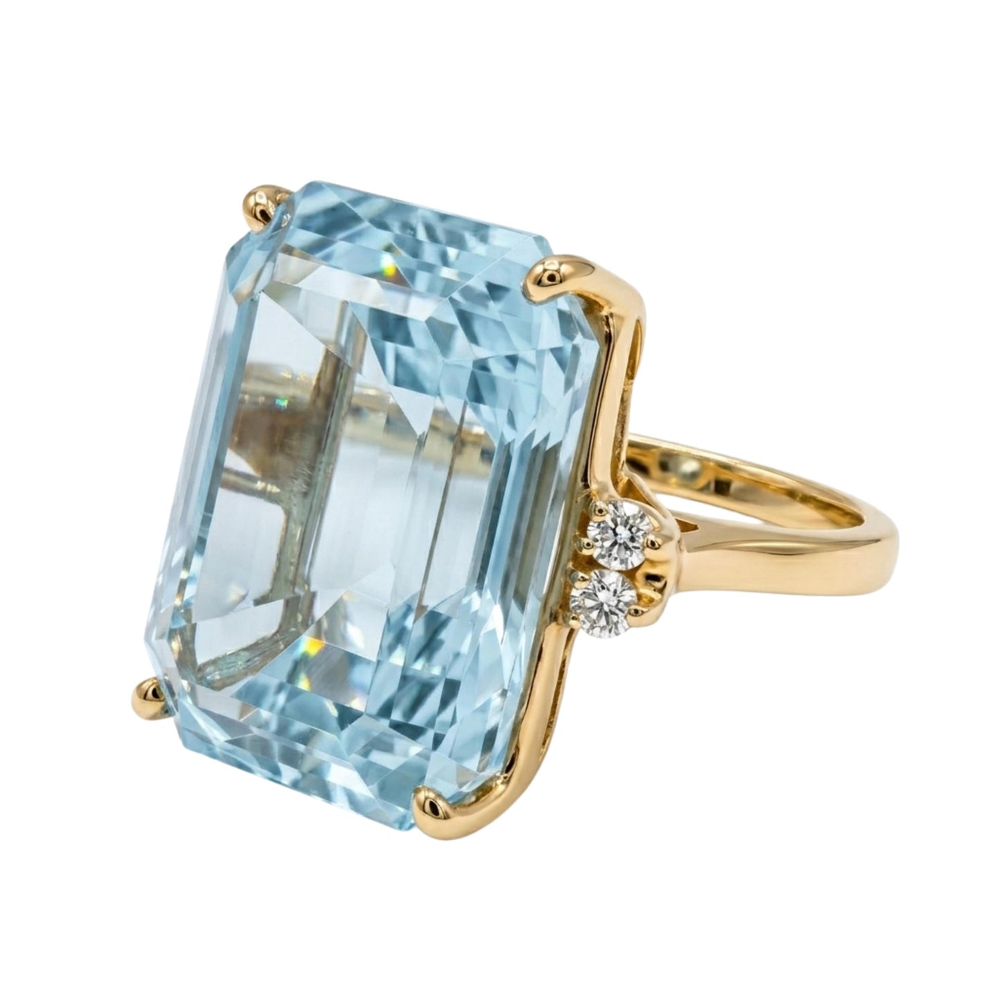 Vintage Topaz Diamond 14k Yellow Gold Cocktail Ring