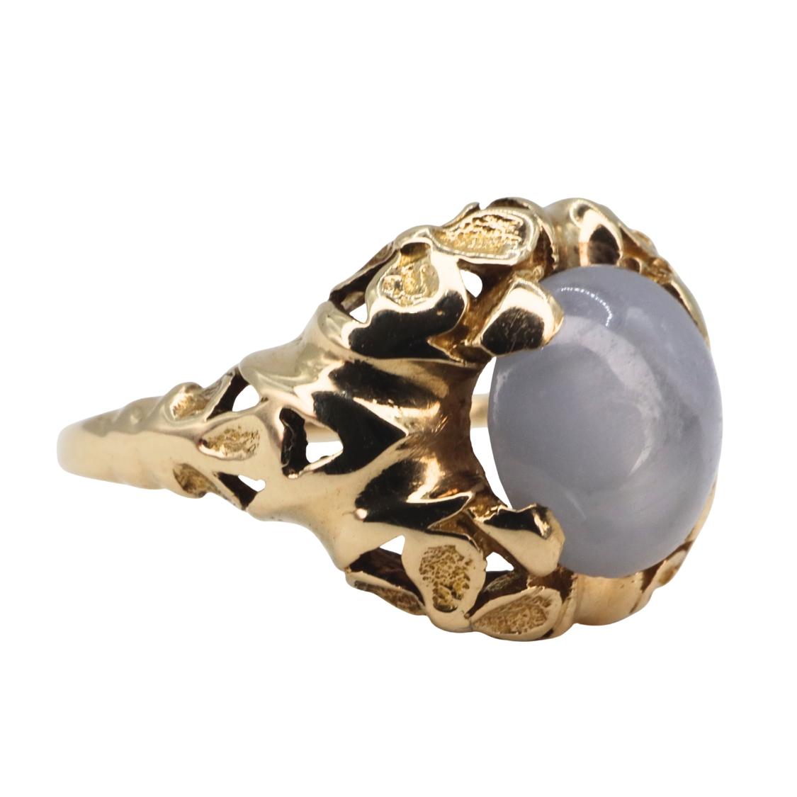 Art Nouveau Star Sapphire 14k Yellow Gold Ring