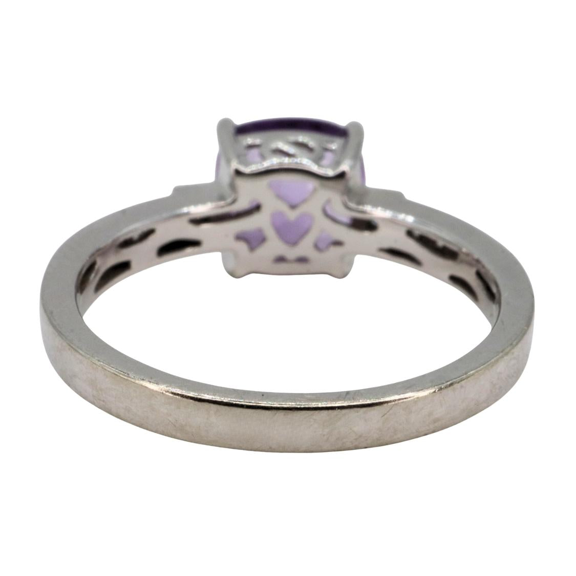 Contemporary Amethyst Diamond 14k White Gold Ring