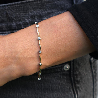 Vintage Diamond 14k Two Tone Wavy Bracelet