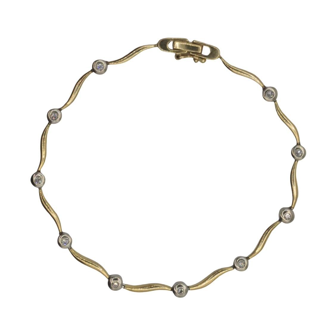 Vintage Diamond 14k Two Tone Wavy Bracelet