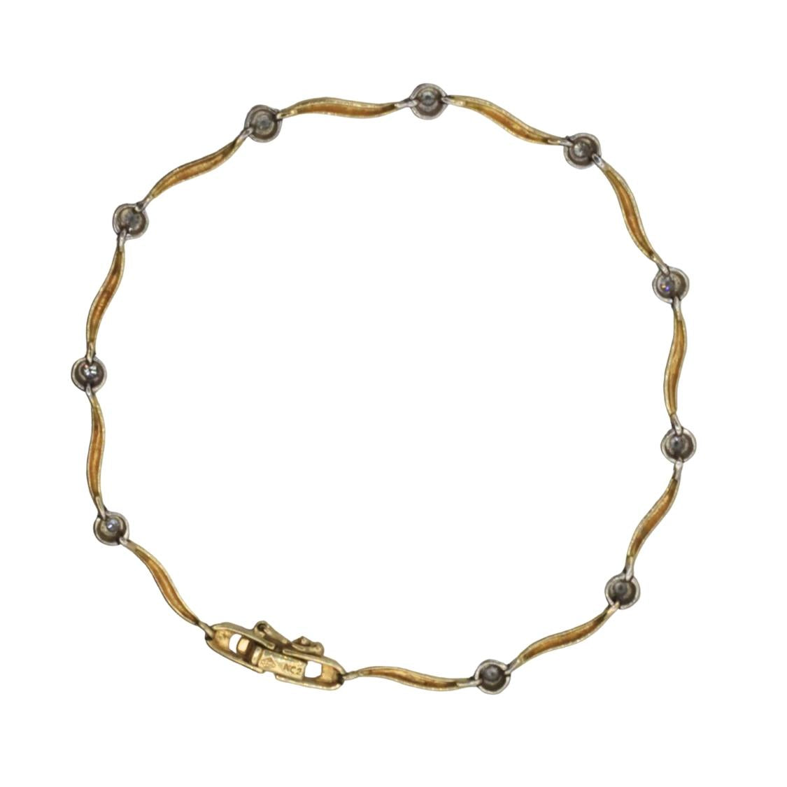 Vintage Diamond 14k Two Tone Wavy Bracelet