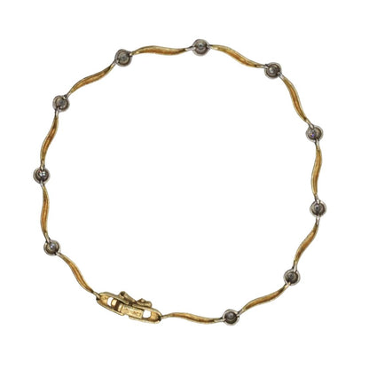Vintage Diamond 14k Two Tone Wavy Bracelet