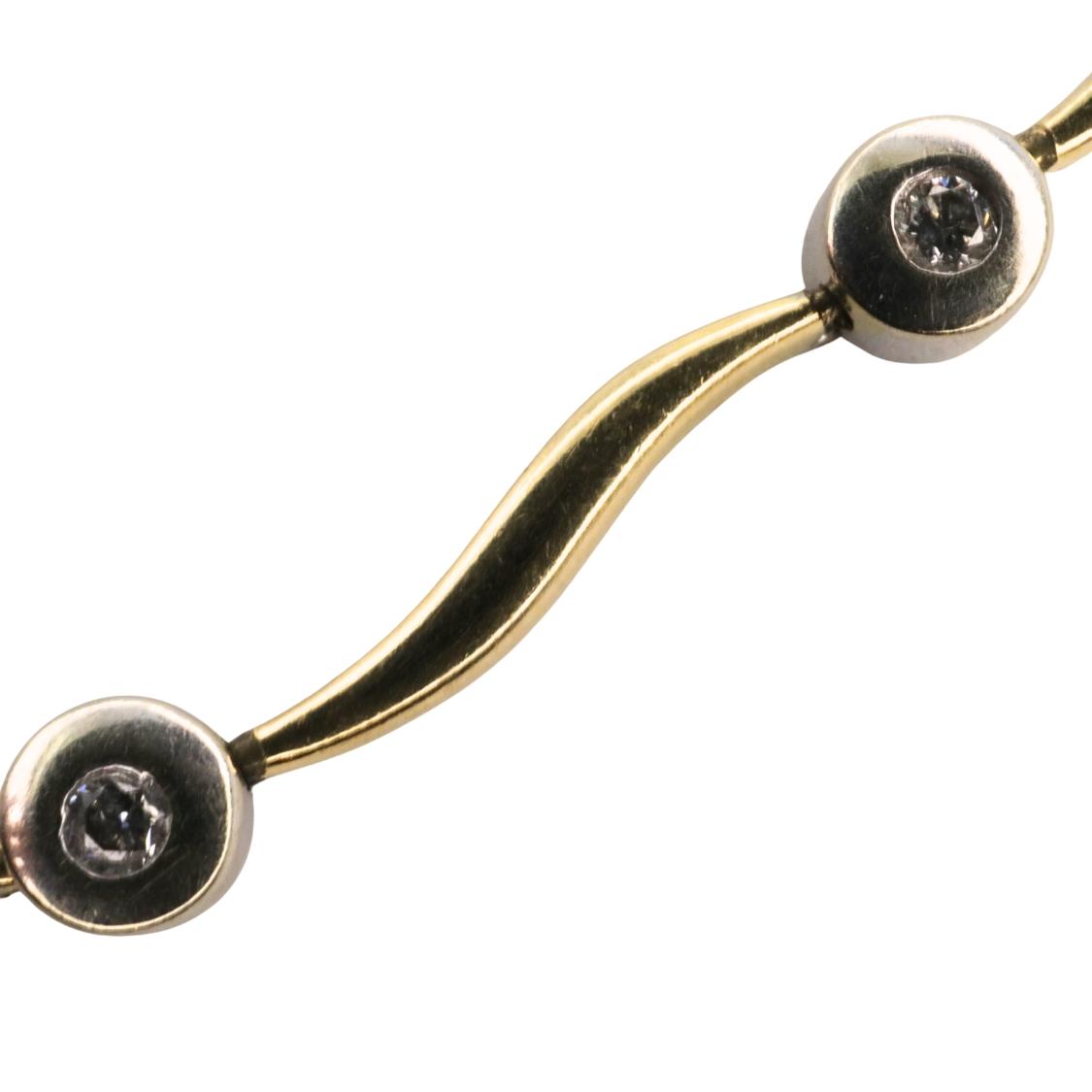 Vintage Diamond 14k Two Tone Wavy Bracelet