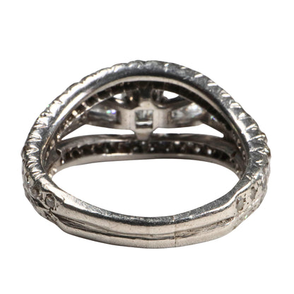 Mid Century 0.80 Carat Emerald Cut Diamond Platinum Ring