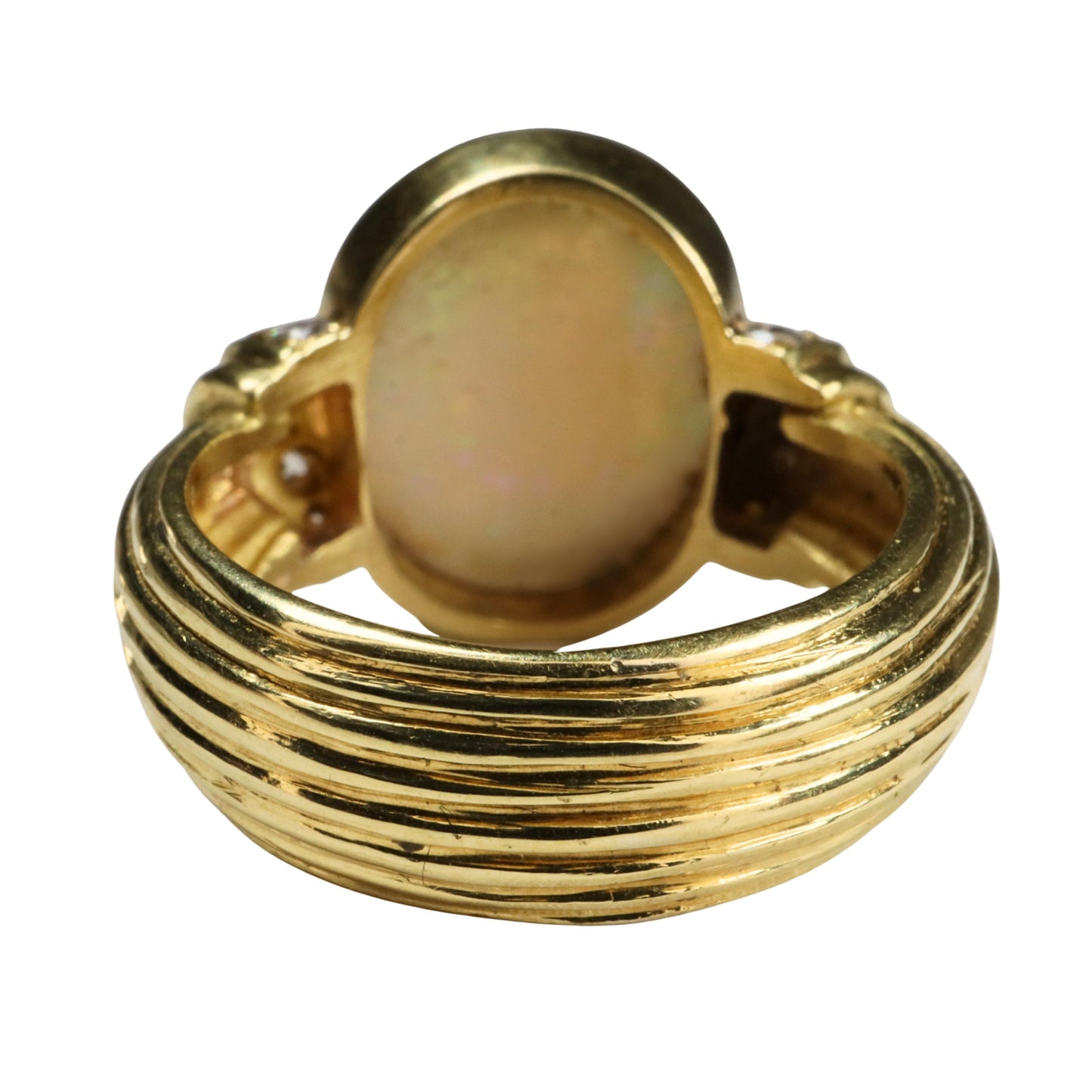 Vintage Opal Diamond 18k Yellow Gold Ring