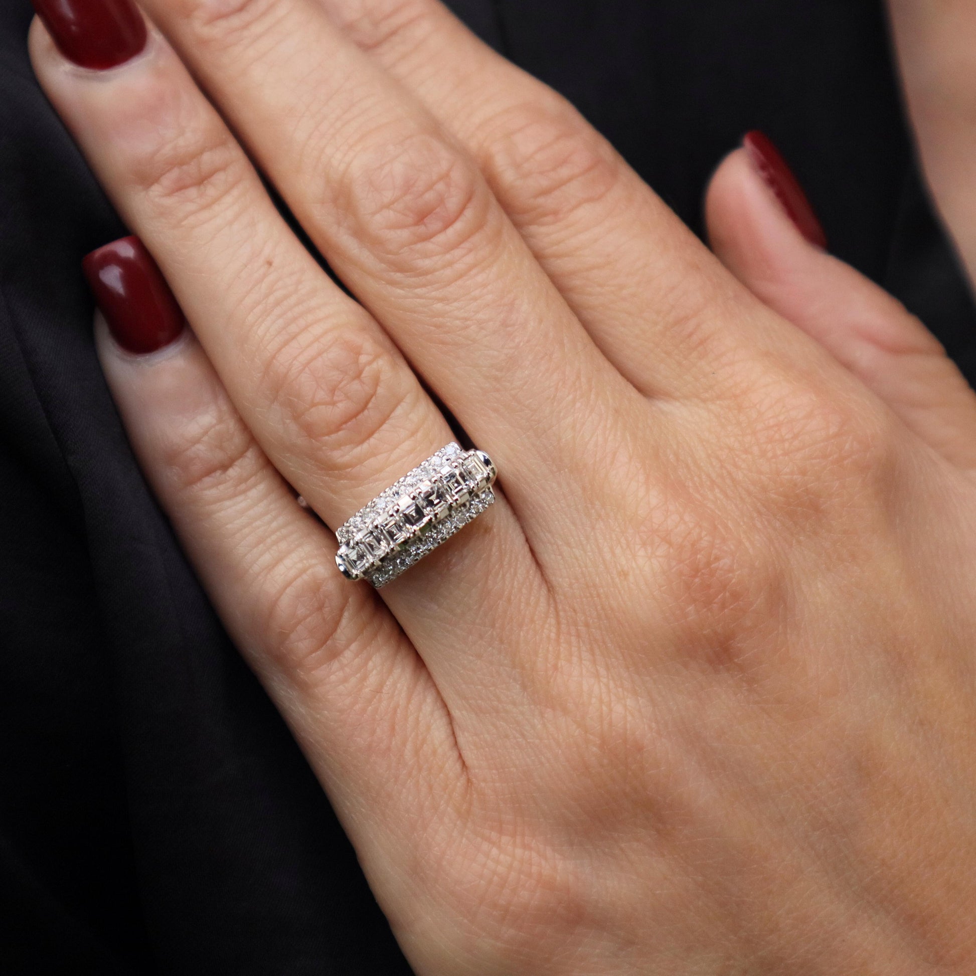 Vintage Diamond Platinum Band Ring