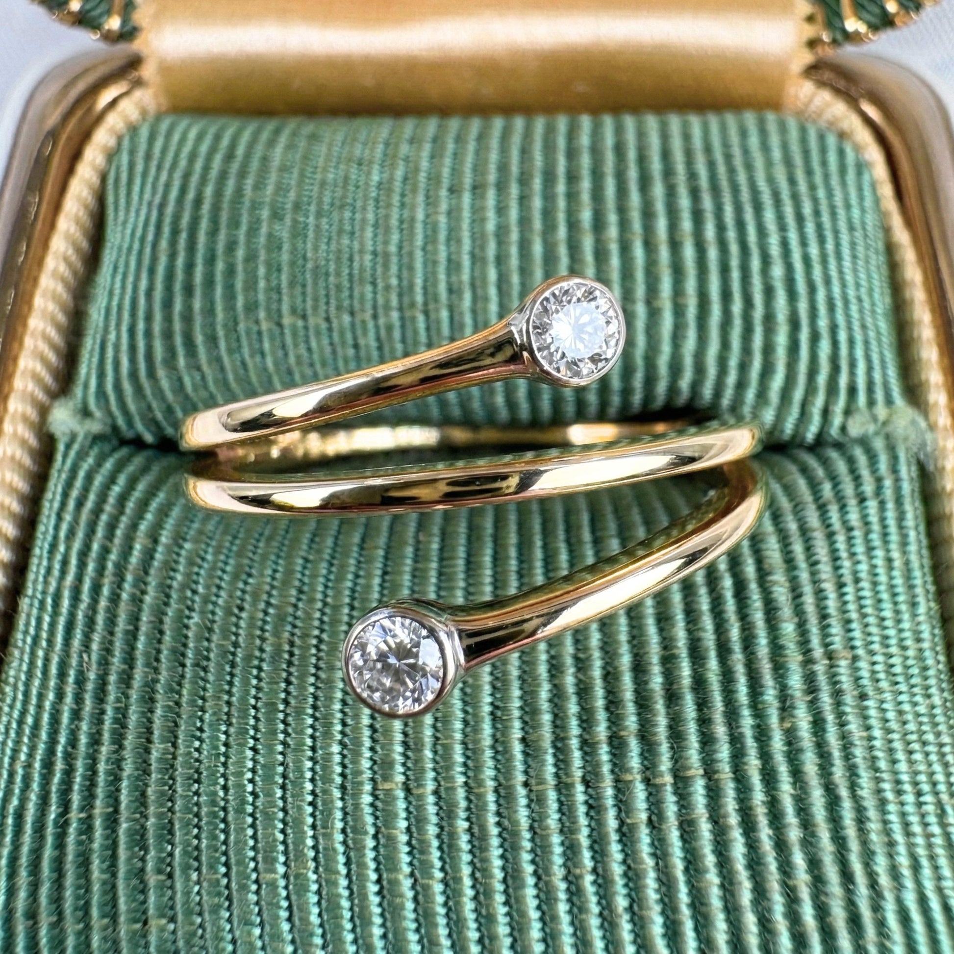 Contemporary Diamond 14k Yellow Gold Wrap Ring
