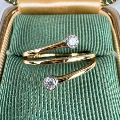 Contemporary Diamond 14k Yellow Gold Wrap Ring