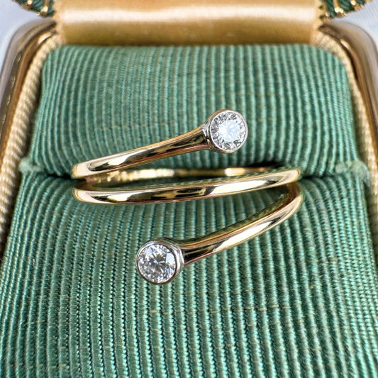 Contemporary Diamond 14k Yellow Gold Wrap Ring