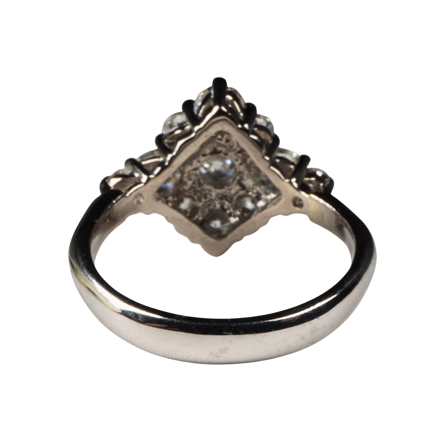 Vintage Diamond 18k White Gold Cluster Ring