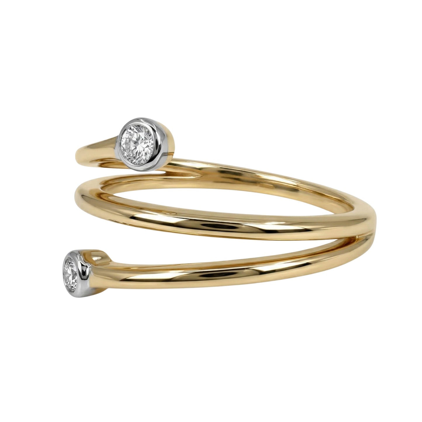 Contemporary Diamond 14k Yellow Gold Wrap Ring