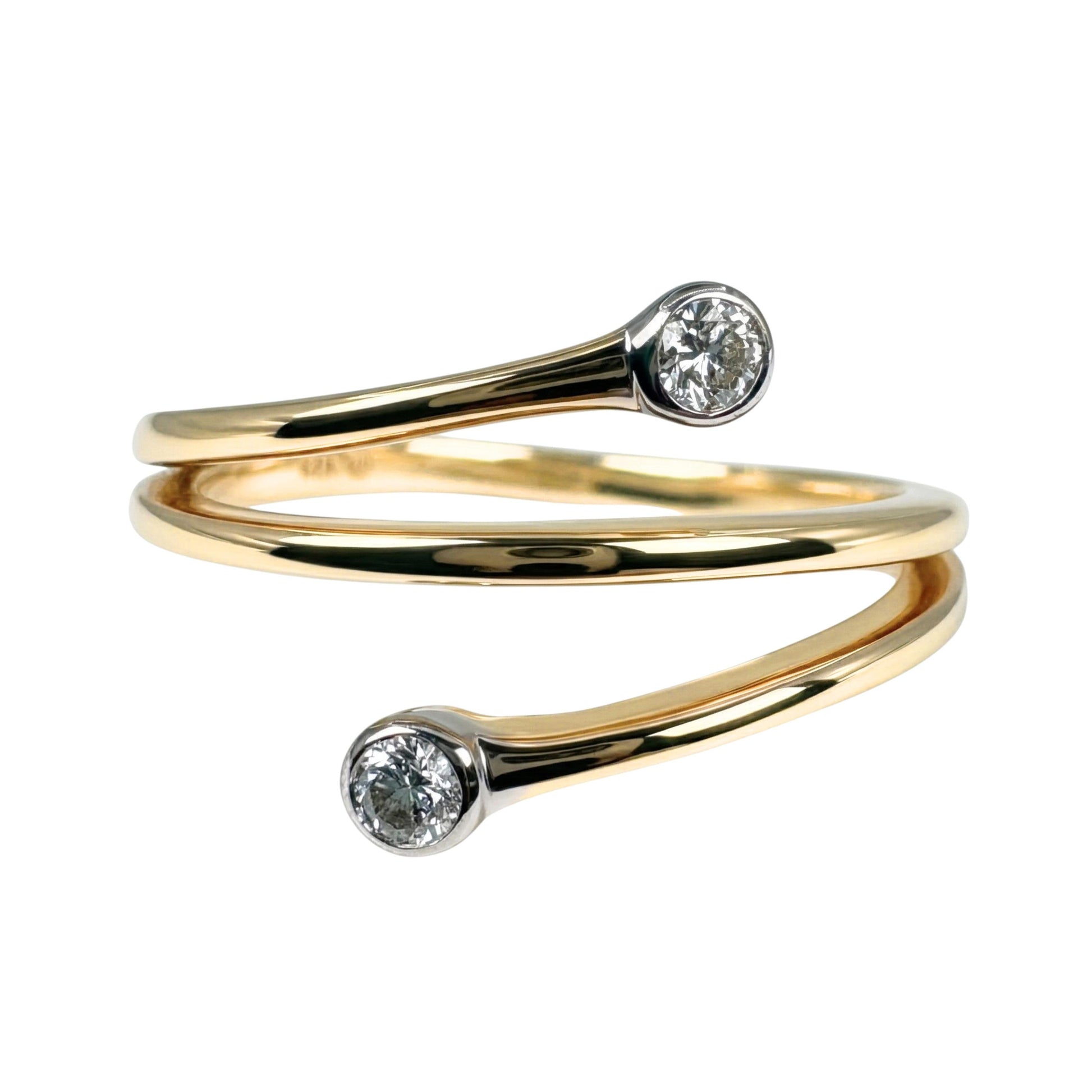 Contemporary Diamond 14k Yellow Gold Wrap Ring