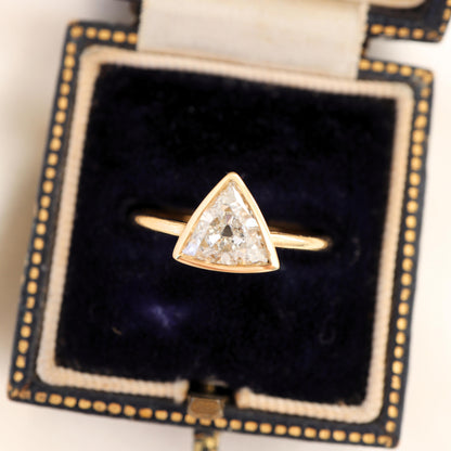 1.10 Carat Trilliant Cut Diamond 18k Yellow Gold Solitaire Ring