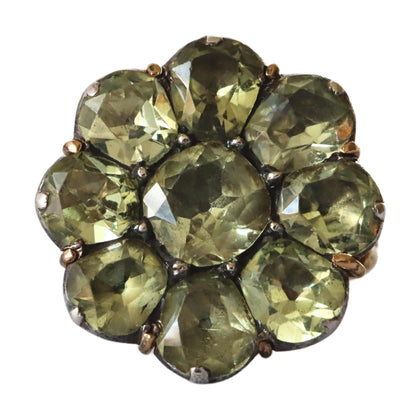 18th Century Chrysoberyl 18k Yellow Gold Silver Cluster Ring