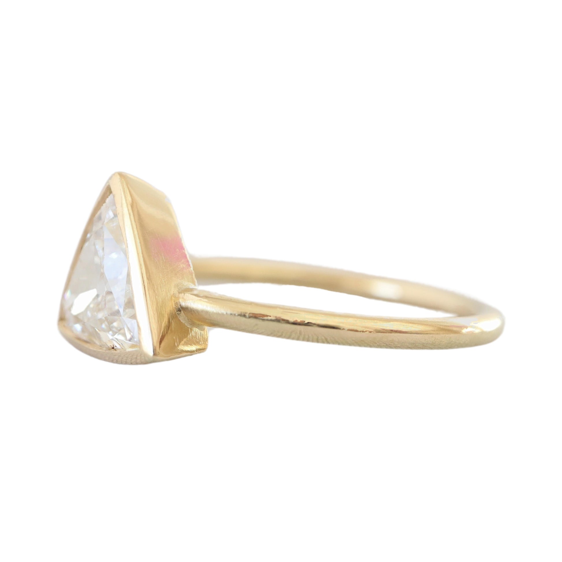 1.10 Carat Trilliant Cut Diamond 18k Yellow Gold Solitaire Ring