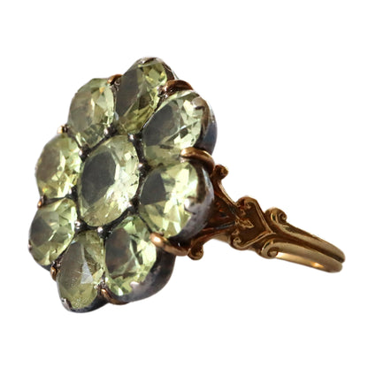 18th Century Chrysoberyl 18k Yellow Gold Silver Cluster Ring