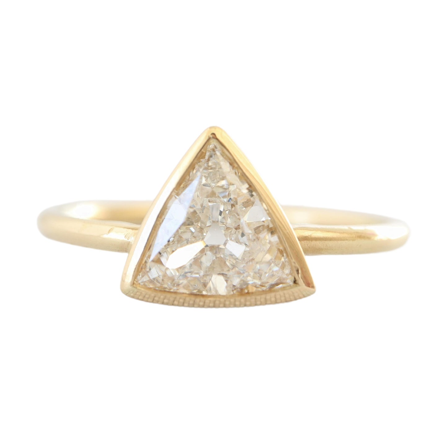 1.10 Carat Trilliant Cut Diamond 18k Yellow Gold Solitaire Ring