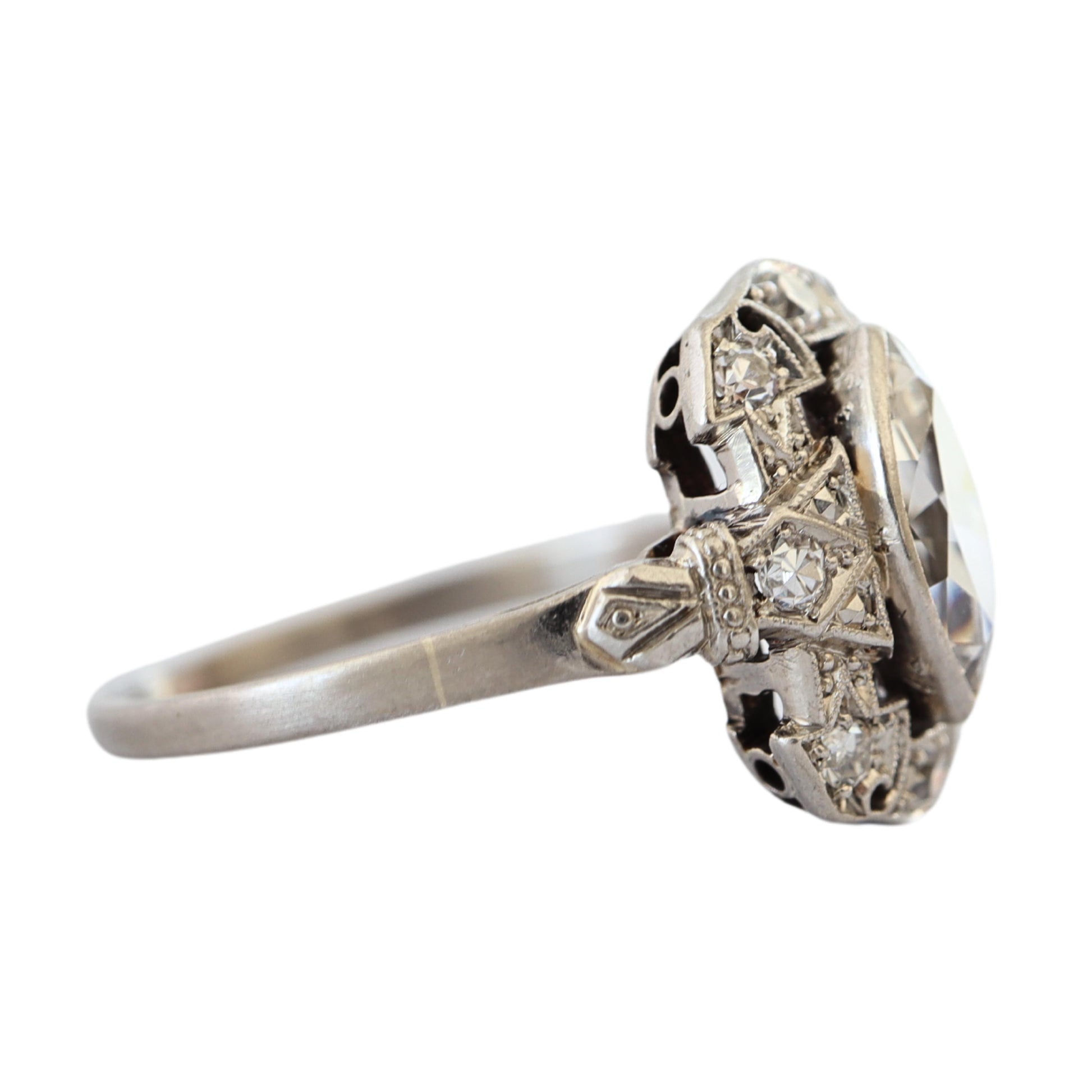 Art Deco 0.65 Carat Marquise Cut Diamond 18k White Gold Ring