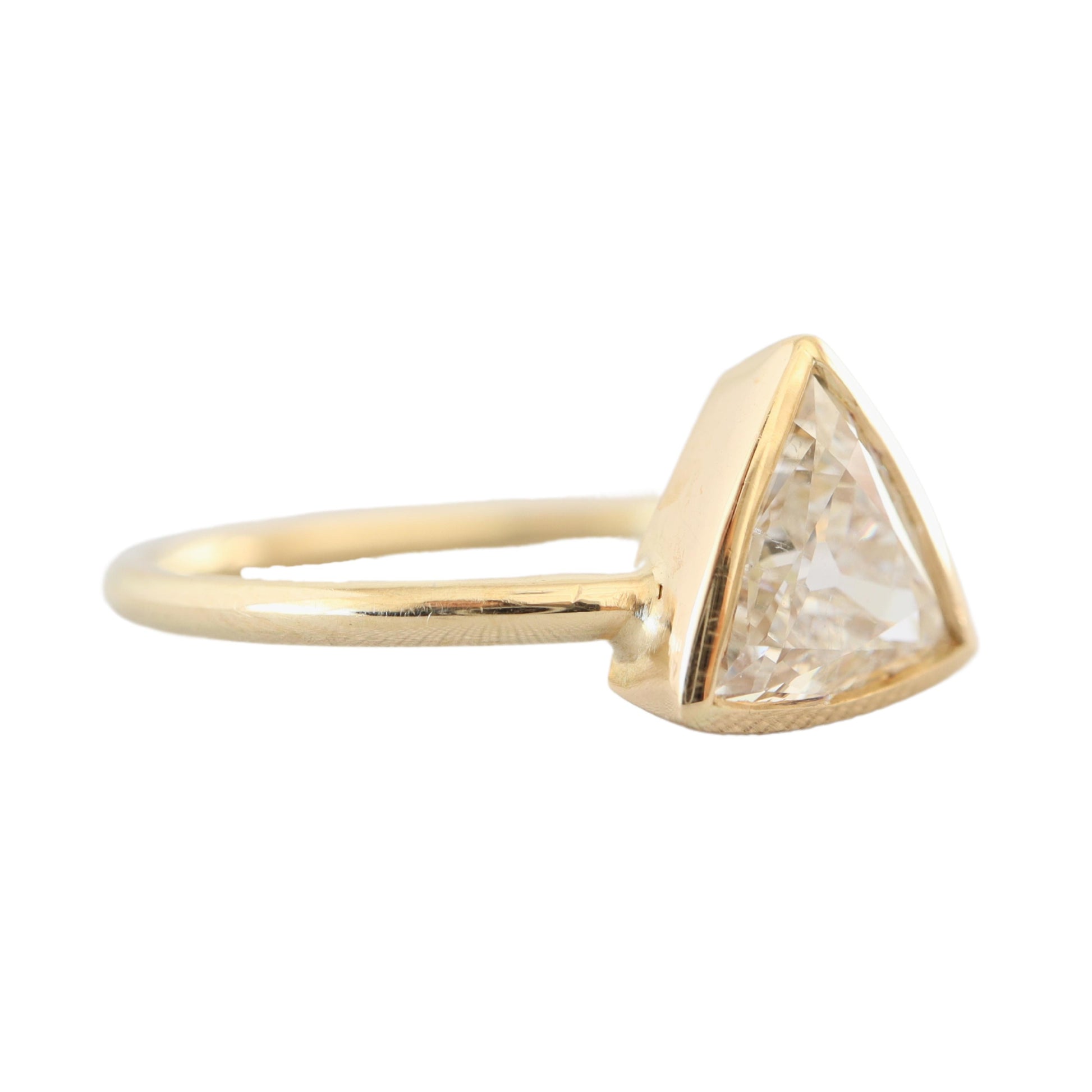 1.10 Carat Trilliant Cut Diamond 18k Yellow Gold Solitaire Ring