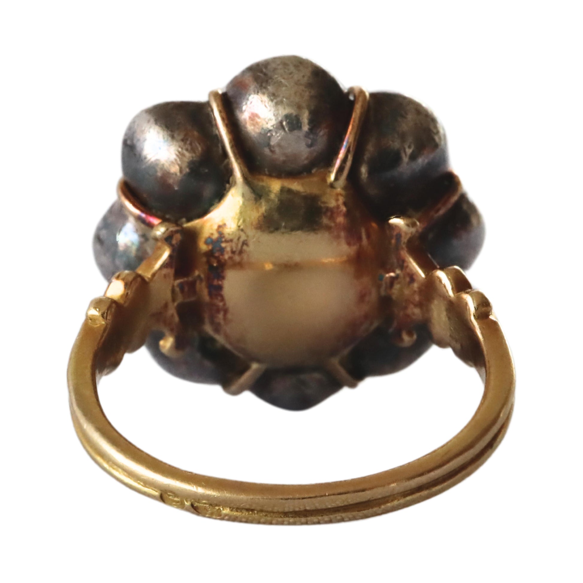 18th Century Chrysoberyl 18k Yellow Gold Silver Cluster Ring