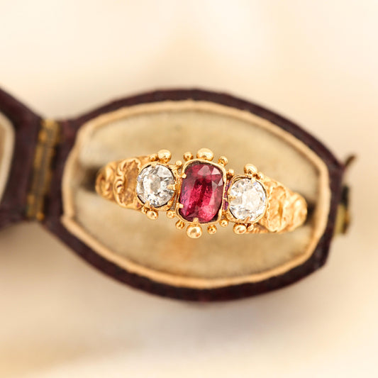 Georgian Ruby Diamond Yellow Gold Ring