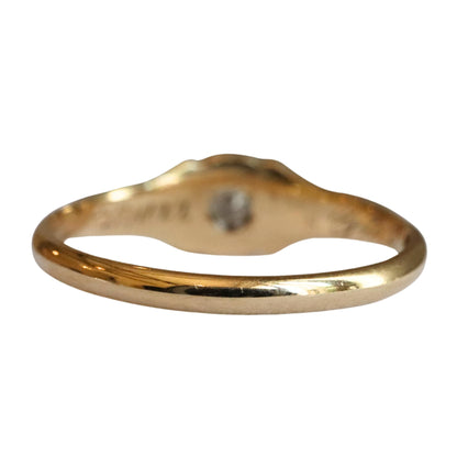 Mid-Century Diamond 14k Yellow Gold Buttercup Solitaire Ring