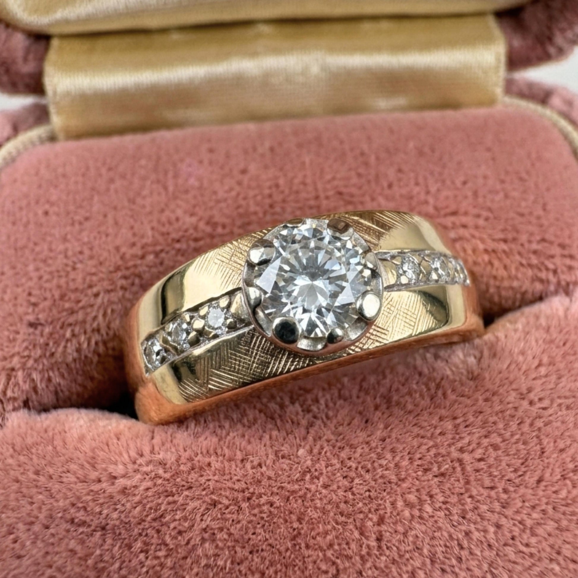 Mid Century 0.50 Carat Diamond 14k Yellow Gold Ring