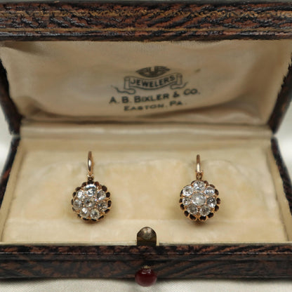 Victorian Diamond 14k Yellow Gold Dormeuse Earrings