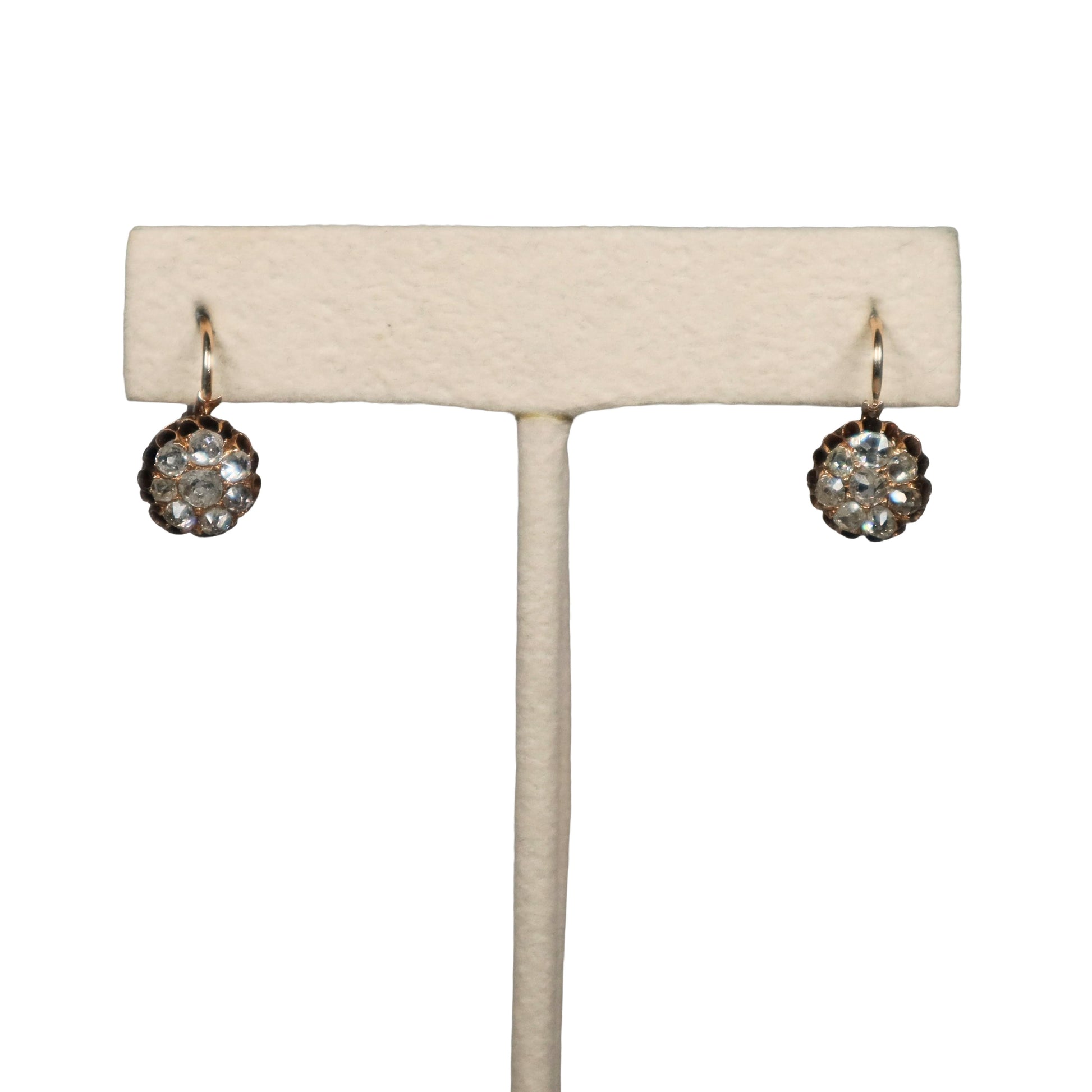 Victorian Diamond 14k Yellow Gold Dormeuse Earrings