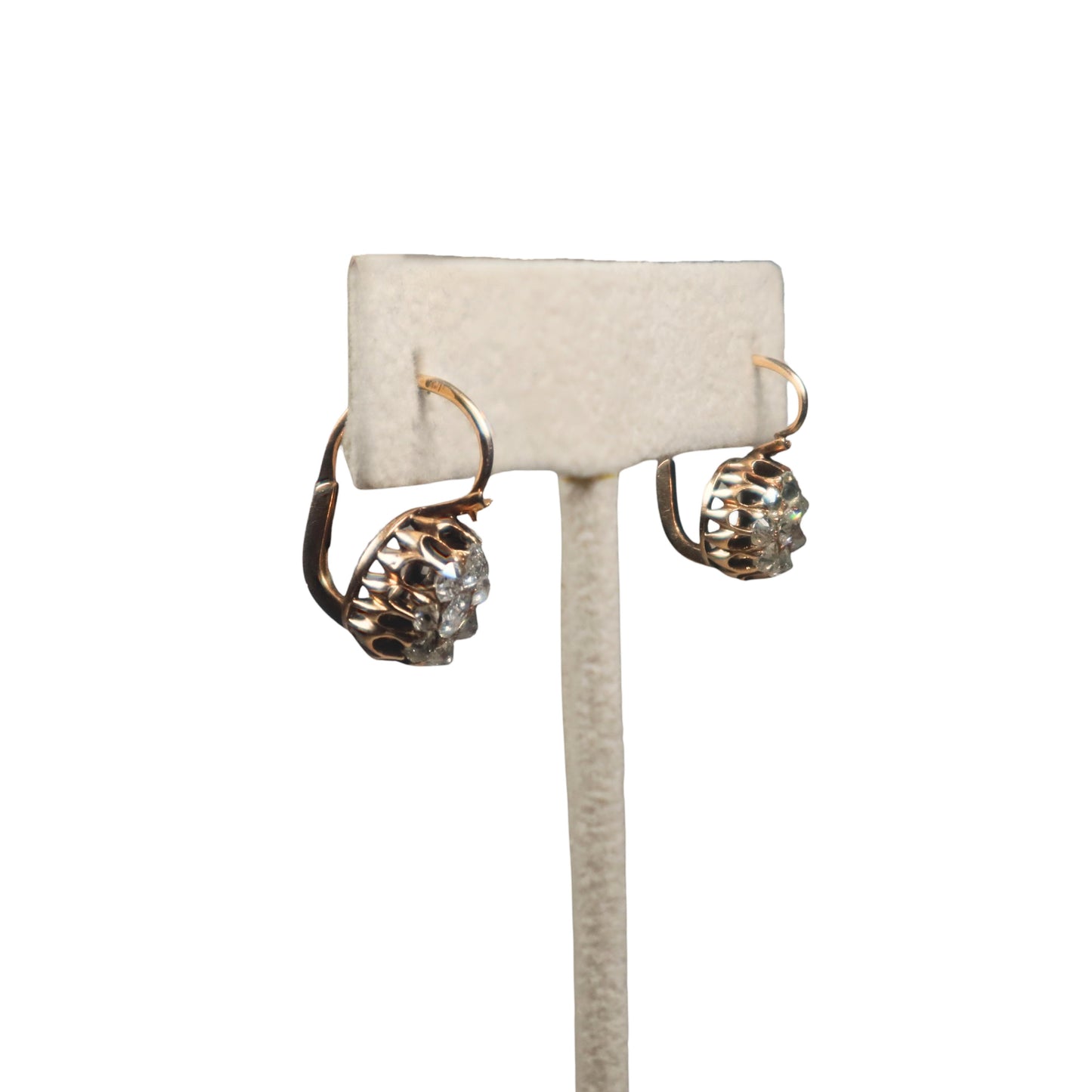 Victorian Diamond 14k Yellow Gold Dormeuse Earrings