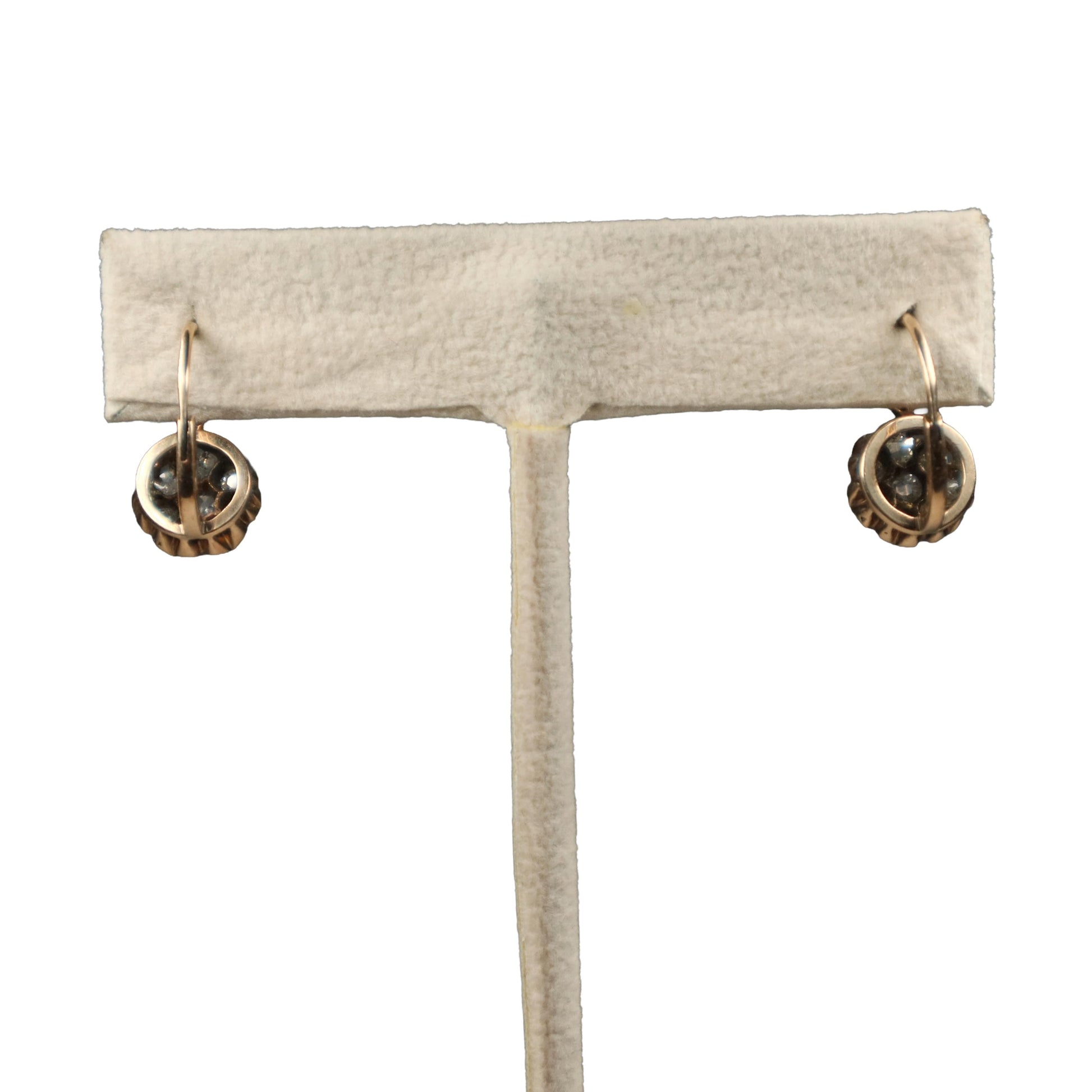 Victorian Diamond 14k Yellow Gold Dormeuse Earrings