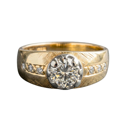 Mid Century 0.50 Carat Diamond 14k Yellow Gold Ring