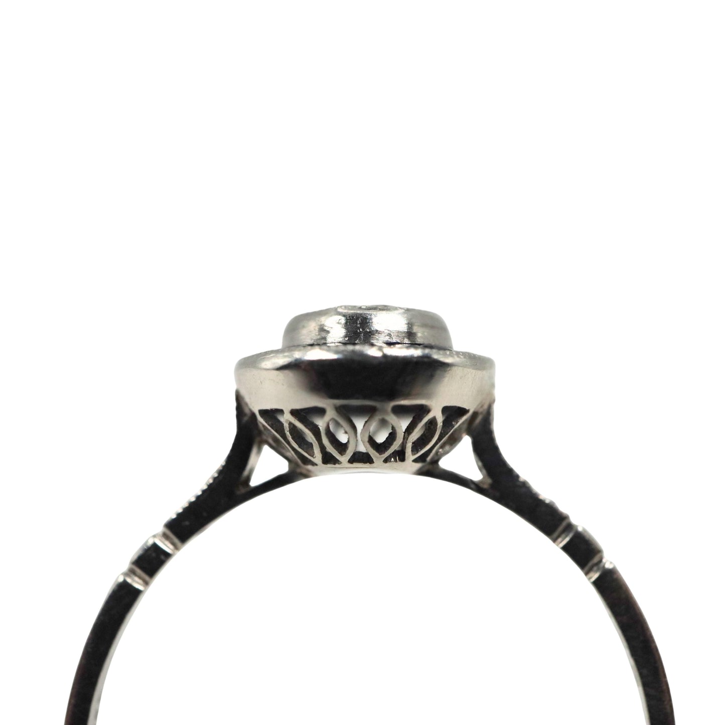 Art Deco Inspired Diamond Sapphire Platinum Target Ring