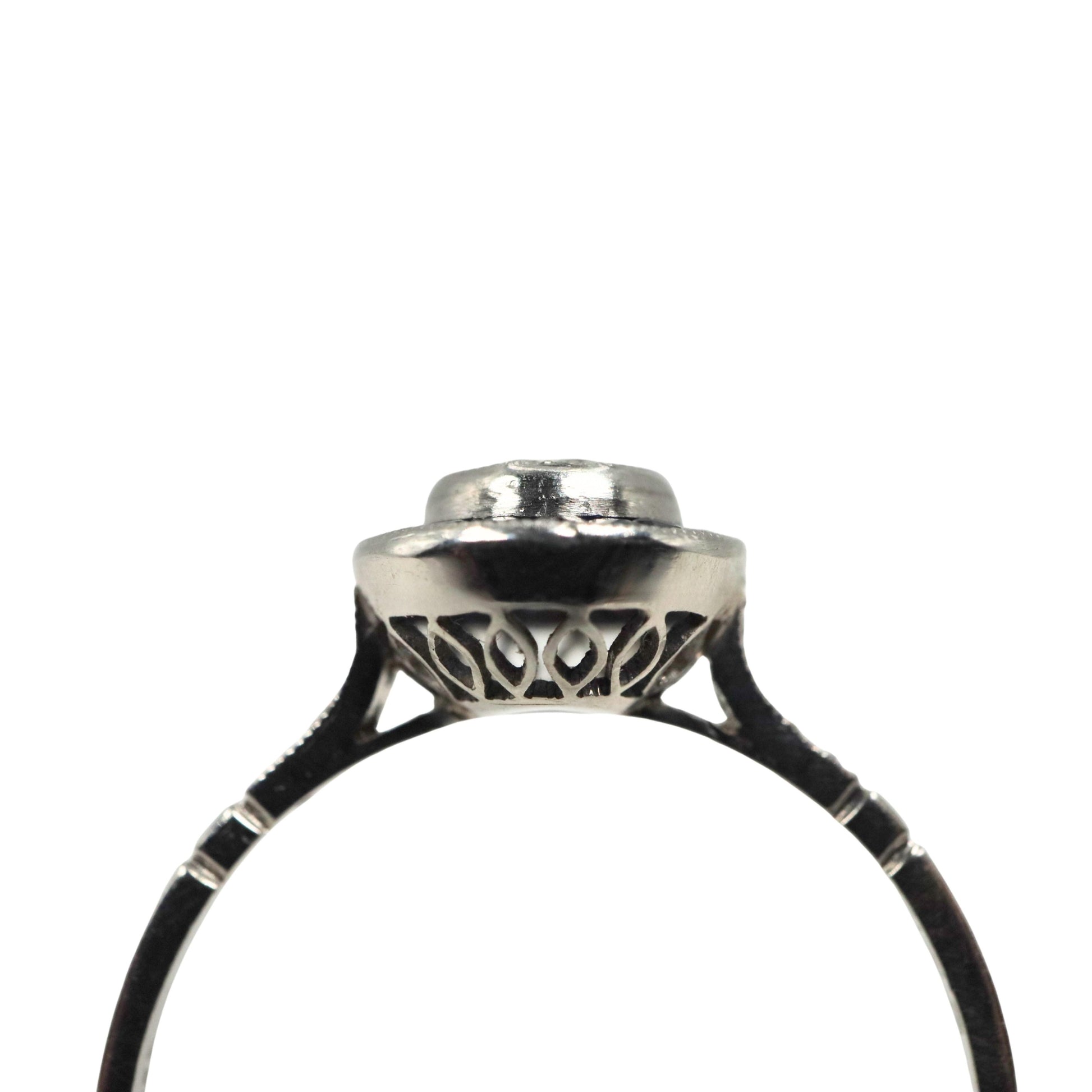Art Deco Inspired Diamond Sapphire Platinum Target Ring