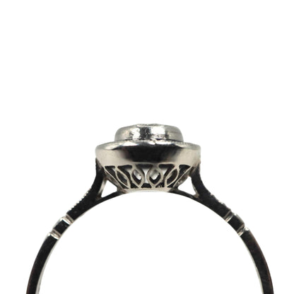 Art Deco Inspired Diamond Sapphire Platinum Target Ring