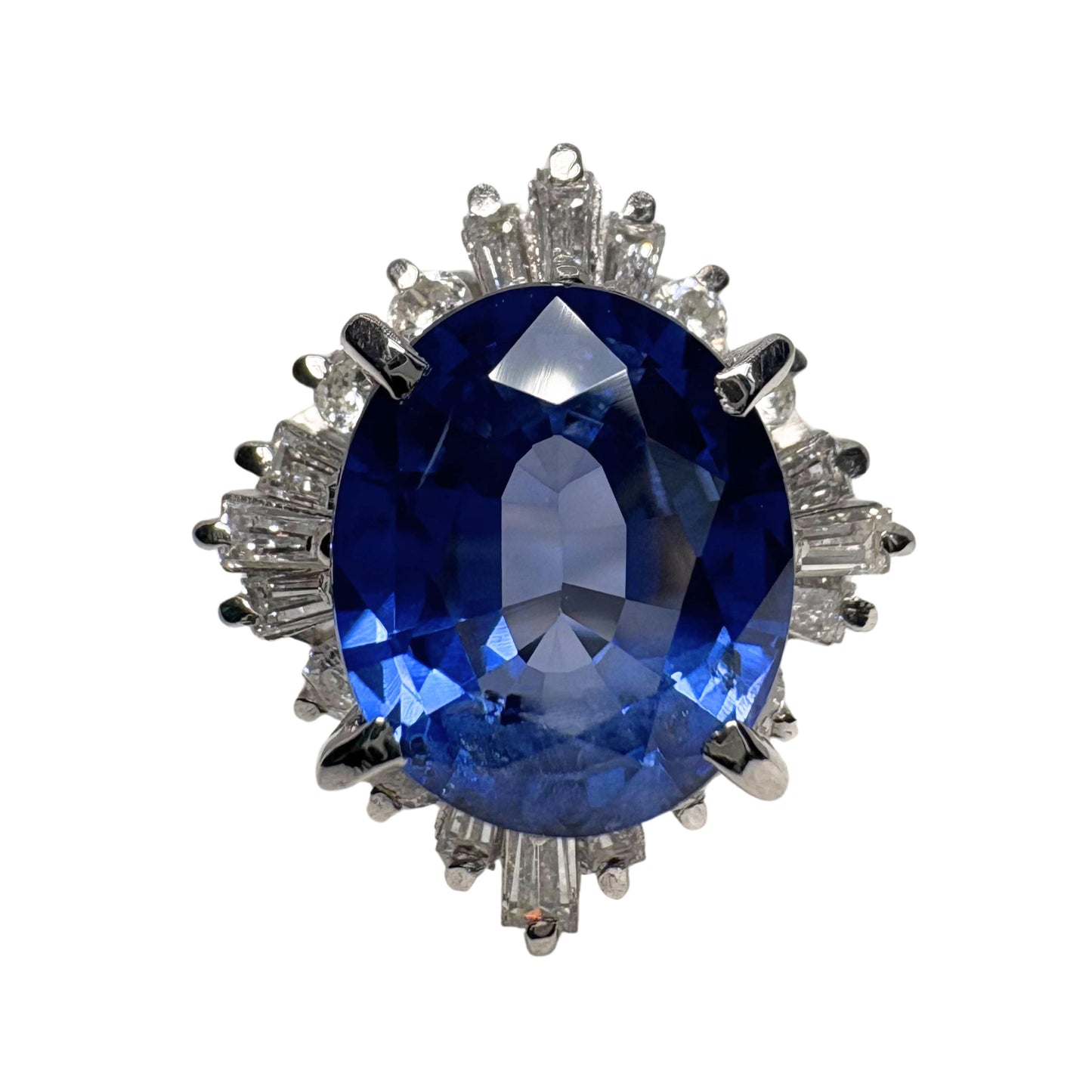 Vintage Sapphire Diamond Platinum Cocktail Ring