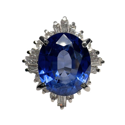 Vintage Sapphire Diamond Platinum Cocktail Ring