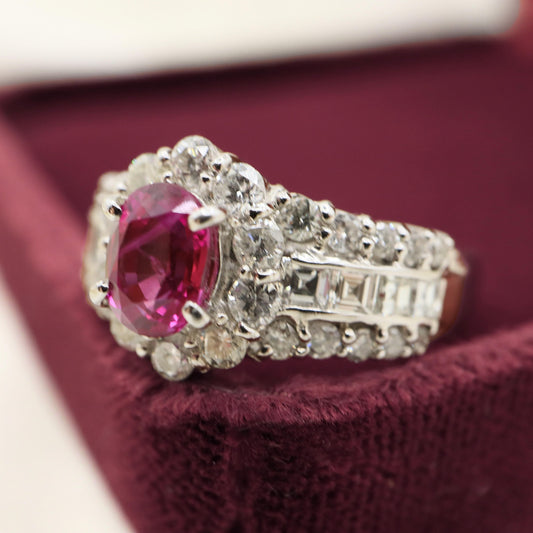 Vintage Ruby Diamond Platinum Ring