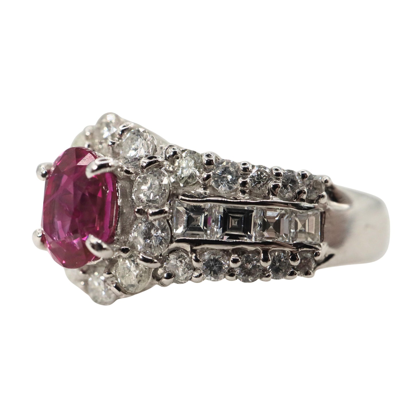 Vintage Ruby Diamond Platinum Ring