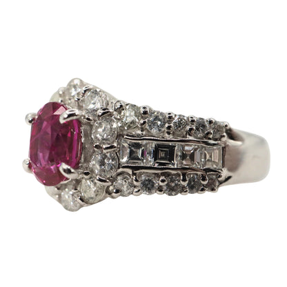 Vintage Ruby Diamond Platinum Ring