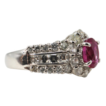 Vintage Ruby Diamond Platinum Ring