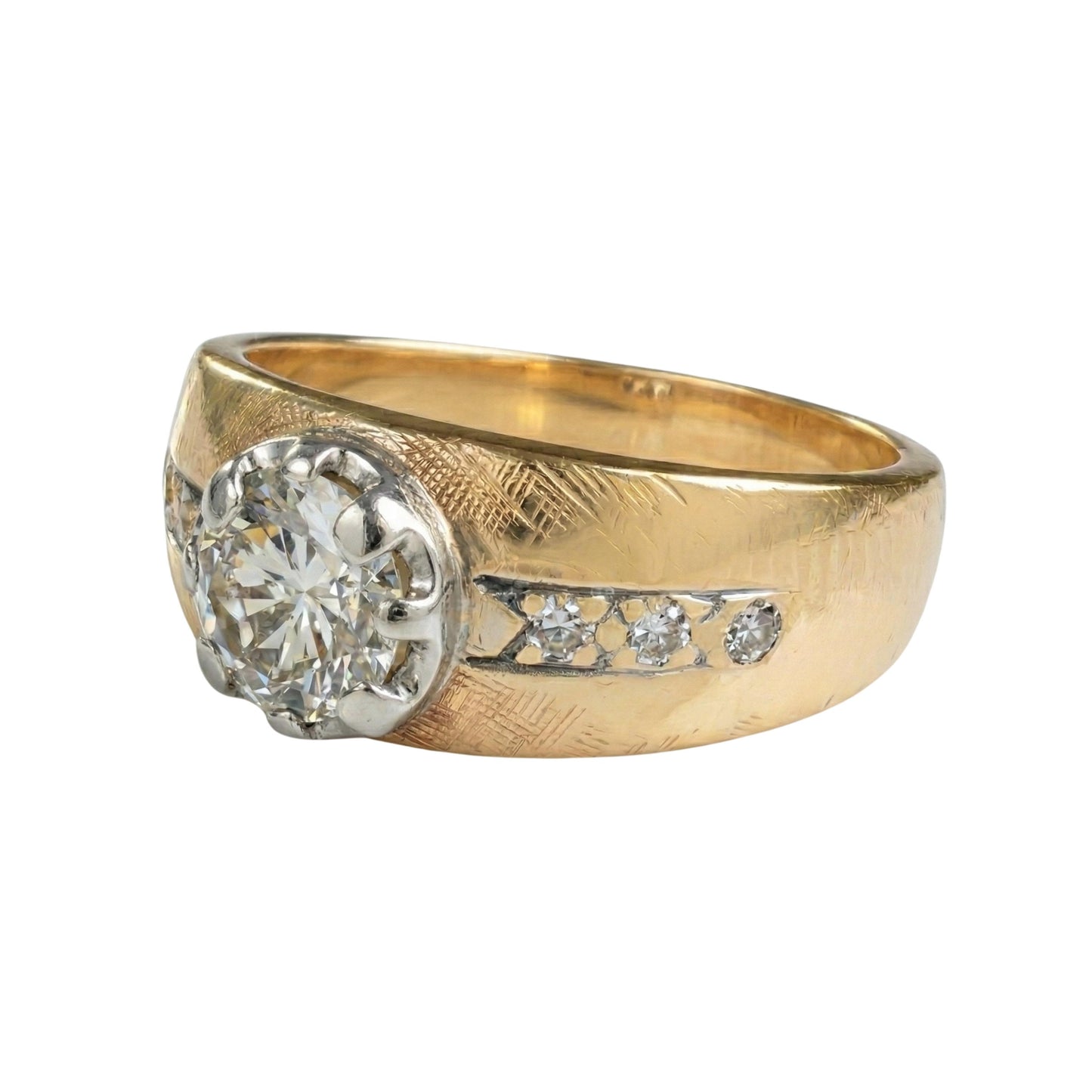 Mid Century 0.50 Carat Diamond 14k Yellow Gold Ring
