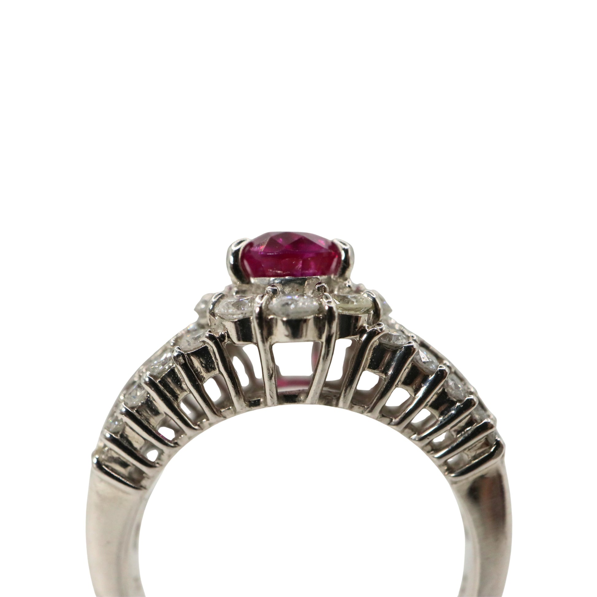 Vintage Ruby Diamond Platinum Ring